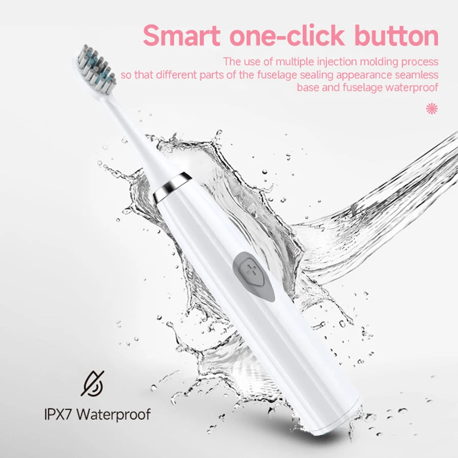 Adult Soft-bristle Electric Toothbrush, Portable and Durable Battery, IPX6 Waterproof Rating, Smart and Efficient Dental Care.