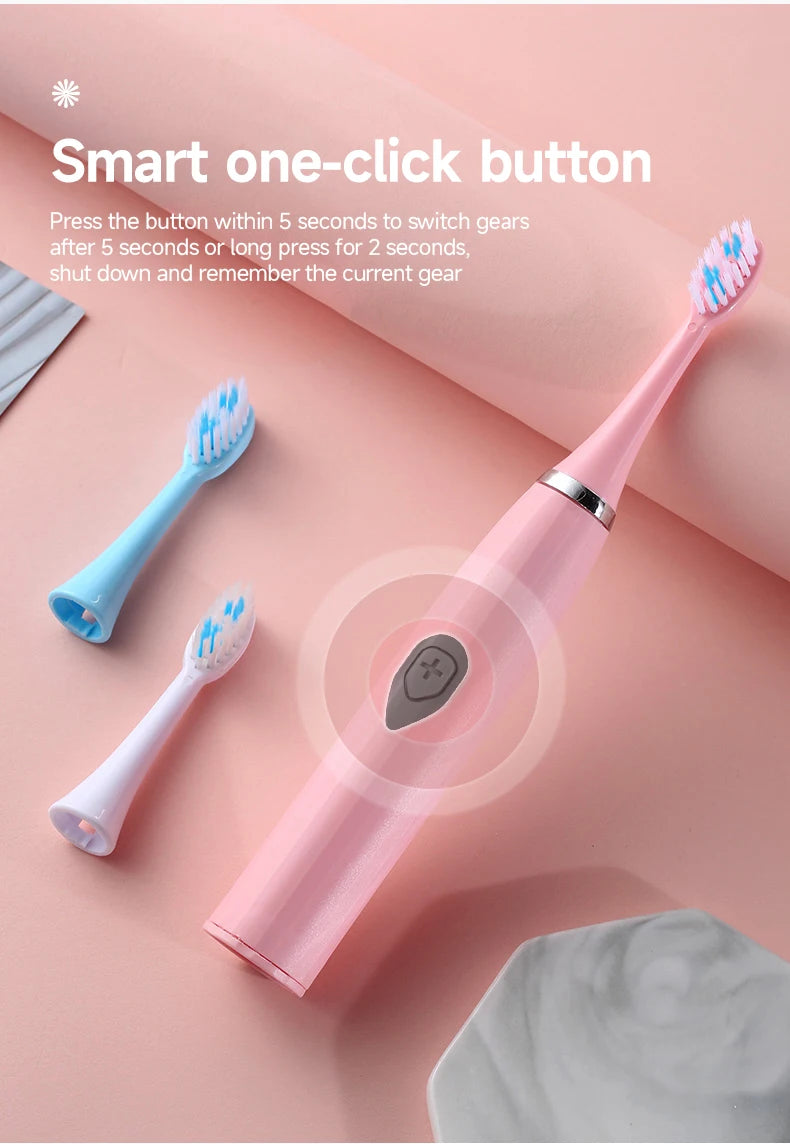 Adult Soft-bristle Electric Toothbrush, Portable and Durable Battery, IPX6 Waterproof Rating, Smart and Efficient Dental Care.