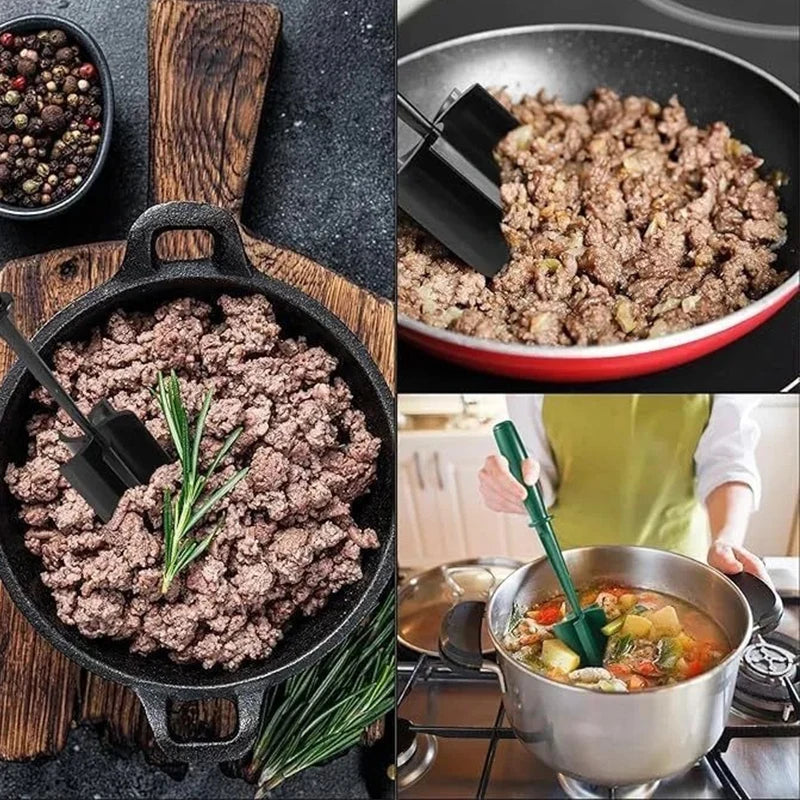 Kitchen Meat Chopper Ground Beef Masher Mixing, Grinding and Pounding Spatula Meat Scraper for Mincing Meat
